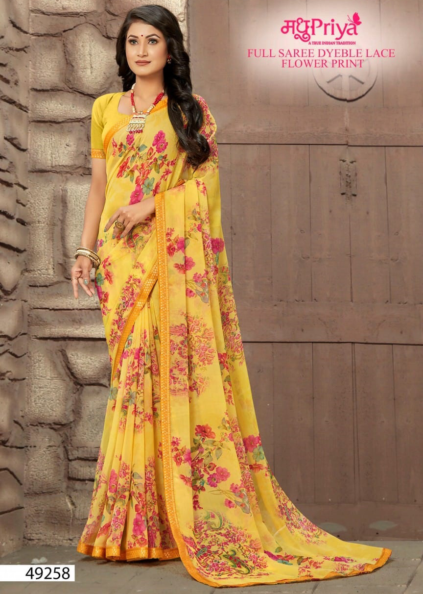 Madhupriya Amrita 60 Gm Chiffon Wholesale Saree Catalog — Wholesale Sarees, MPA wholesale from Surat — view 1