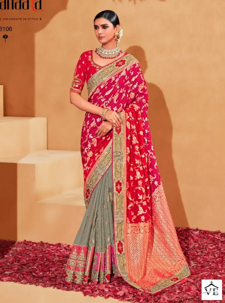 Tathastu Anaara 6101 To 6109 Banaras Silk Wholesale Saree Catalog — Wholesale Sarees, MPA wholesale from Surat - Gallery Image 7