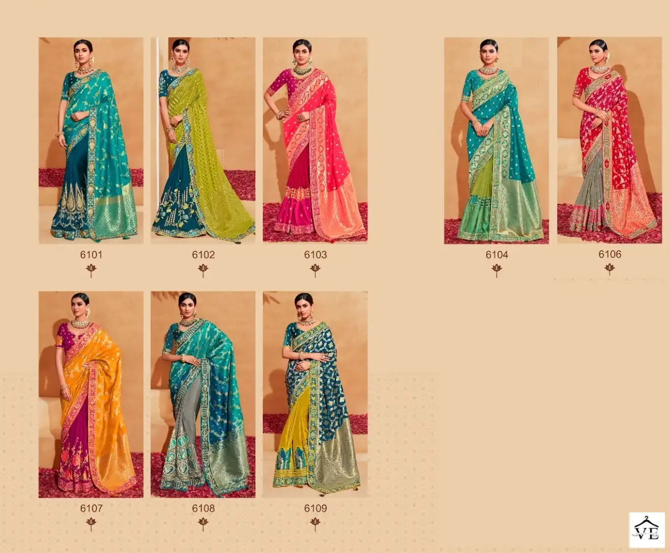 Tathastu Anaara 6101 To 6109 Banaras Silk Wholesale Saree Catalog — Wholesale Sarees, MPA wholesale from Surat — view 8