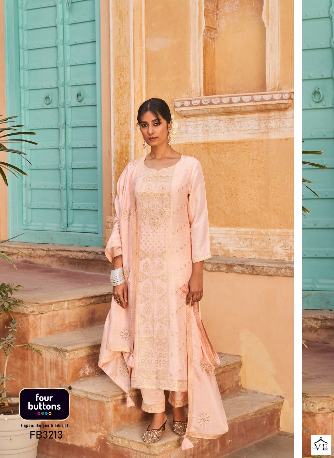 Four Buttons Arzoo Linen Russian Jacquard Wholesale Readymade Suits Catalog — Wholesale Salwar Suits, MPA wholesale from Surat - Gallery Image 6