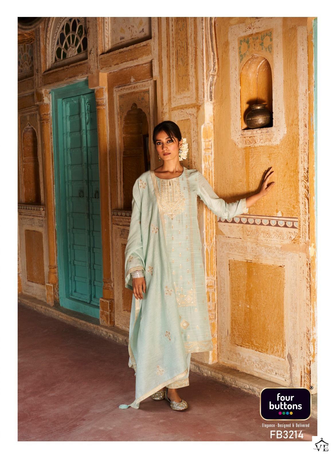 Four Buttons Arzoo Linen Russian Jacquard Wholesale Readymade Suits Catalog — Wholesale Salwar Suits, MPA wholesale from Surat - Gallery Image 2