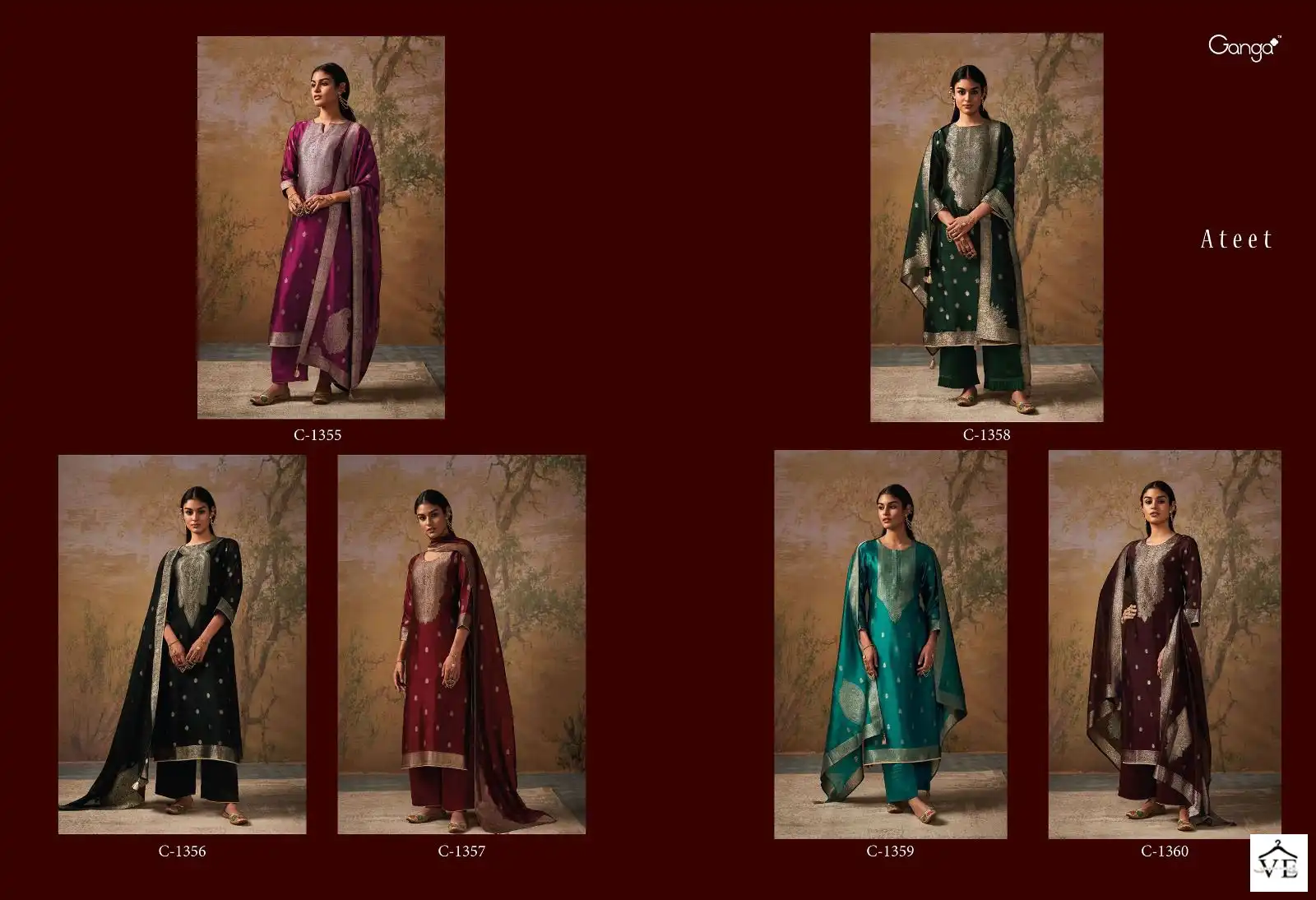 Ganga Ateet Premium Bemberg Silk Woven Jacquard Wholesale Salwar Suit Catalog — Wholesale Salwar Suits, MPA wholesale from Surat — view 7