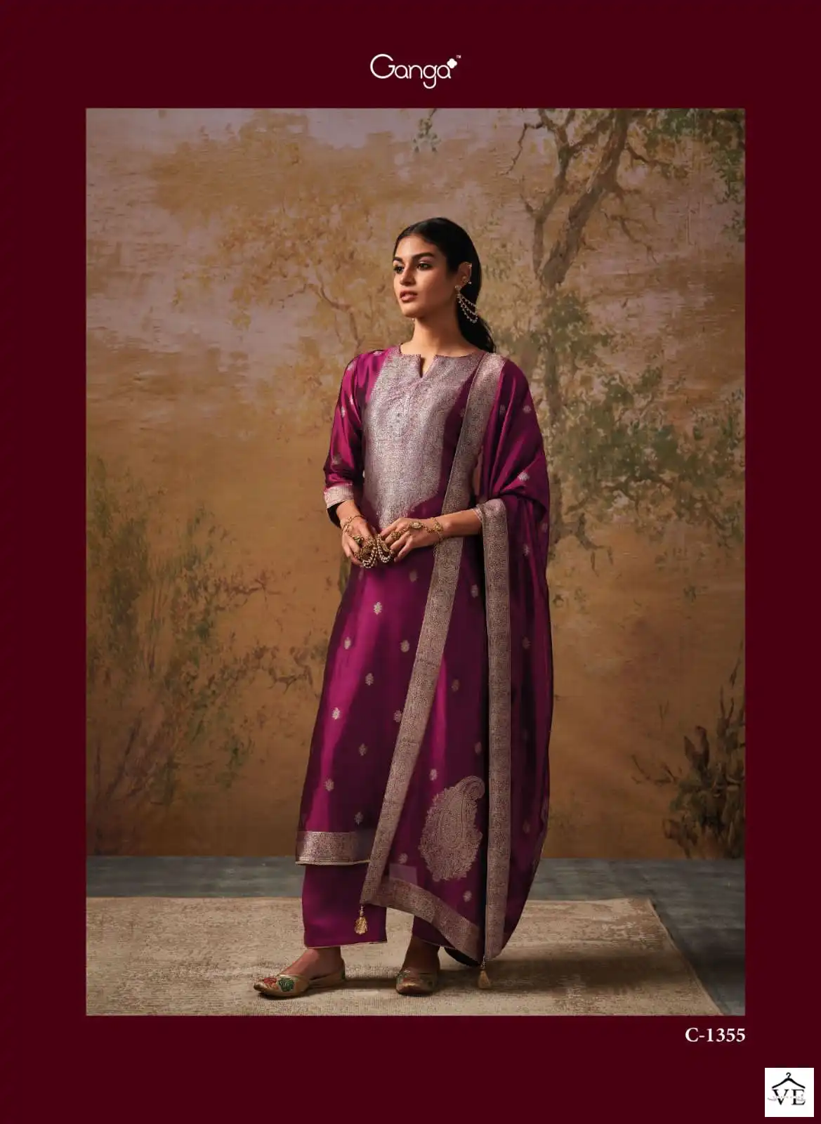 Ganga Ateet Premium Bemberg Silk Woven Jacquard Wholesale Salwar Suit Catalog — Wholesale Salwar Suits, MPA wholesale from Surat - Gallery Image 2