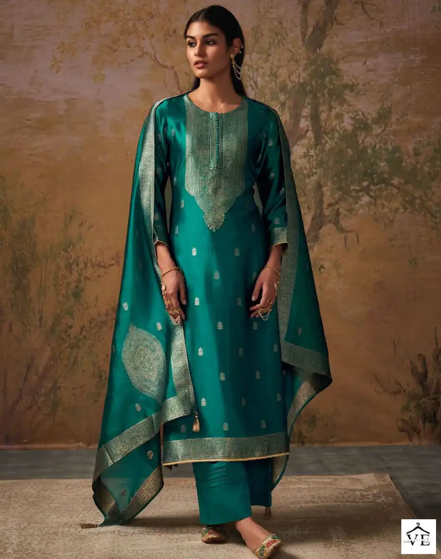 Ganga Ateet Premium Bemberg Silk Woven Jacquard Wholesale Salwar Suit Catalog — Wholesale Salwar Suits, MPA wholesale from Surat — view 1