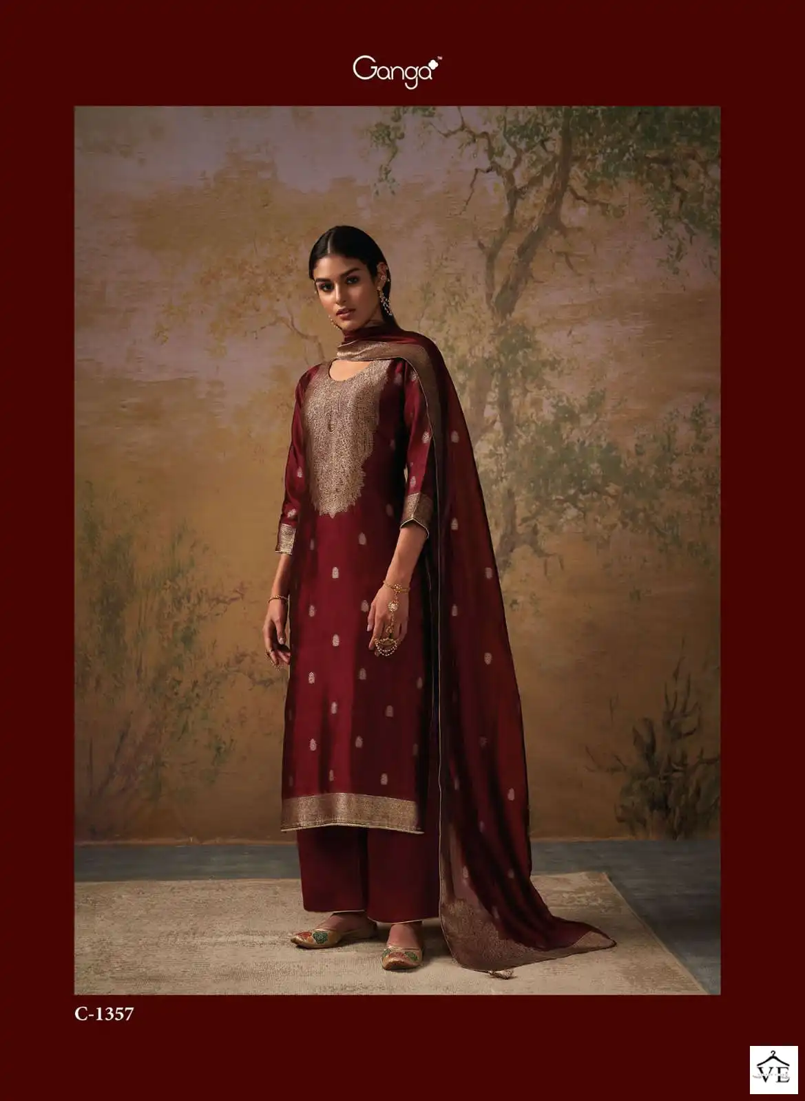 Ganga Ateet Premium Bemberg Silk Woven Jacquard Wholesale Salwar Suit Catalog — Wholesale Salwar Suits, MPA wholesale from Surat - Gallery Image 3