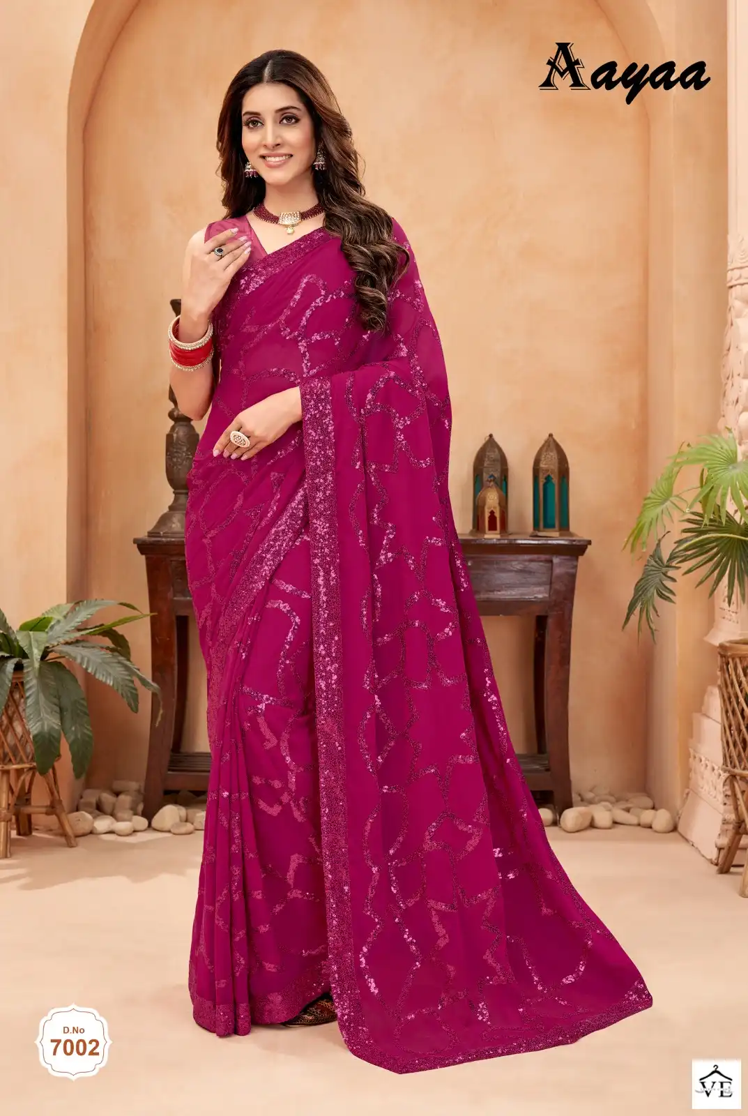 Aayaa Aaradhna Vol 7 Faux Blooming Georgette Wholesale Stylish Saree Catalog — Wholesale Sarees, MPA wholesale from Surat - Gallery Image 2