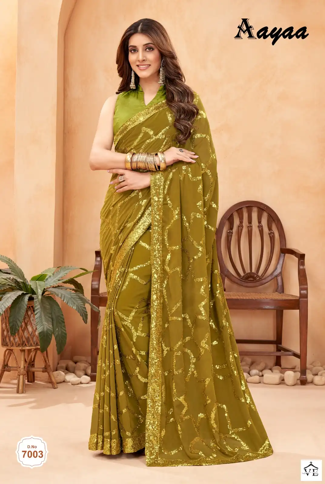Aayaa Aaradhna Vol 7 Faux Blooming Georgette Wholesale Stylish Saree Catalog — Wholesale Sarees, MPA wholesale from Surat - Gallery Image 3