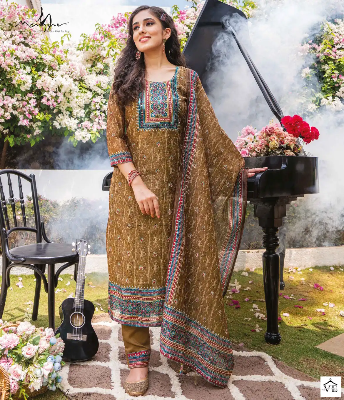 Mayur Aina Crochet Silk Wholesale Readymade Suits Catalog — Wholesale Salwar Suits, Mayur Dress wholesale from Surat — view 1