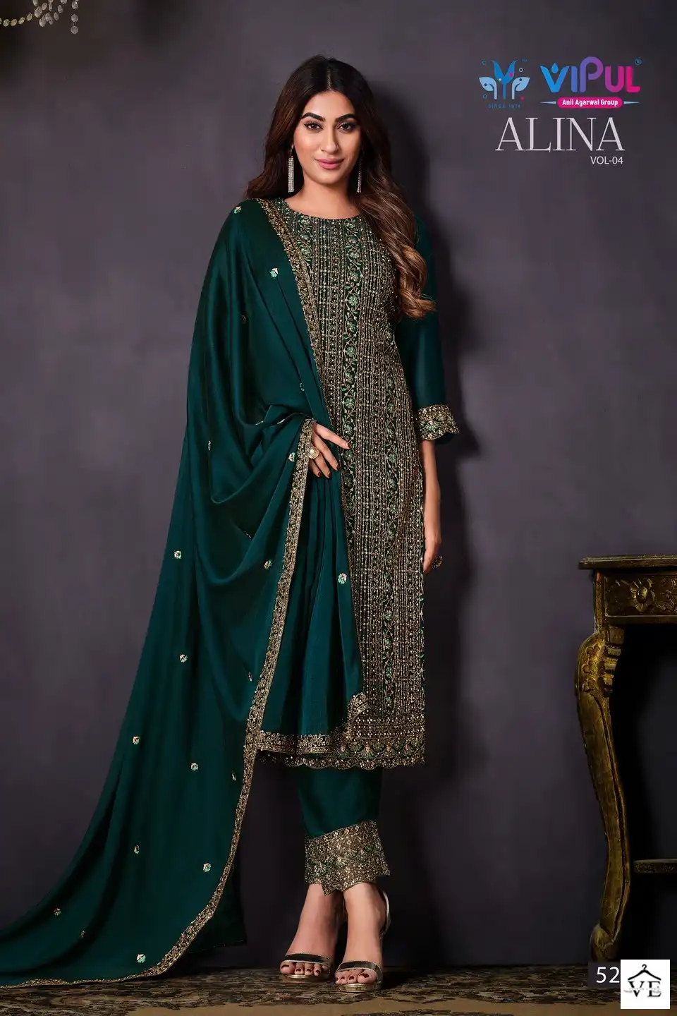 Vipul Alina Vol 4 Two Tone Catonic Geo Wholesale Designer Suits Catalog — Wholesale Salwar Suits, MPA wholesale from Surat — view 1