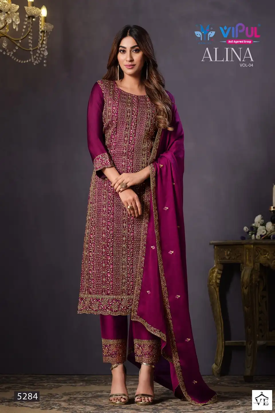 Vipul Alina Vol 4 Two Tone Catonic Geo Wholesale Designer Suits Catalog — Wholesale Salwar Suits, MPA wholesale from Surat - Gallery Image 5