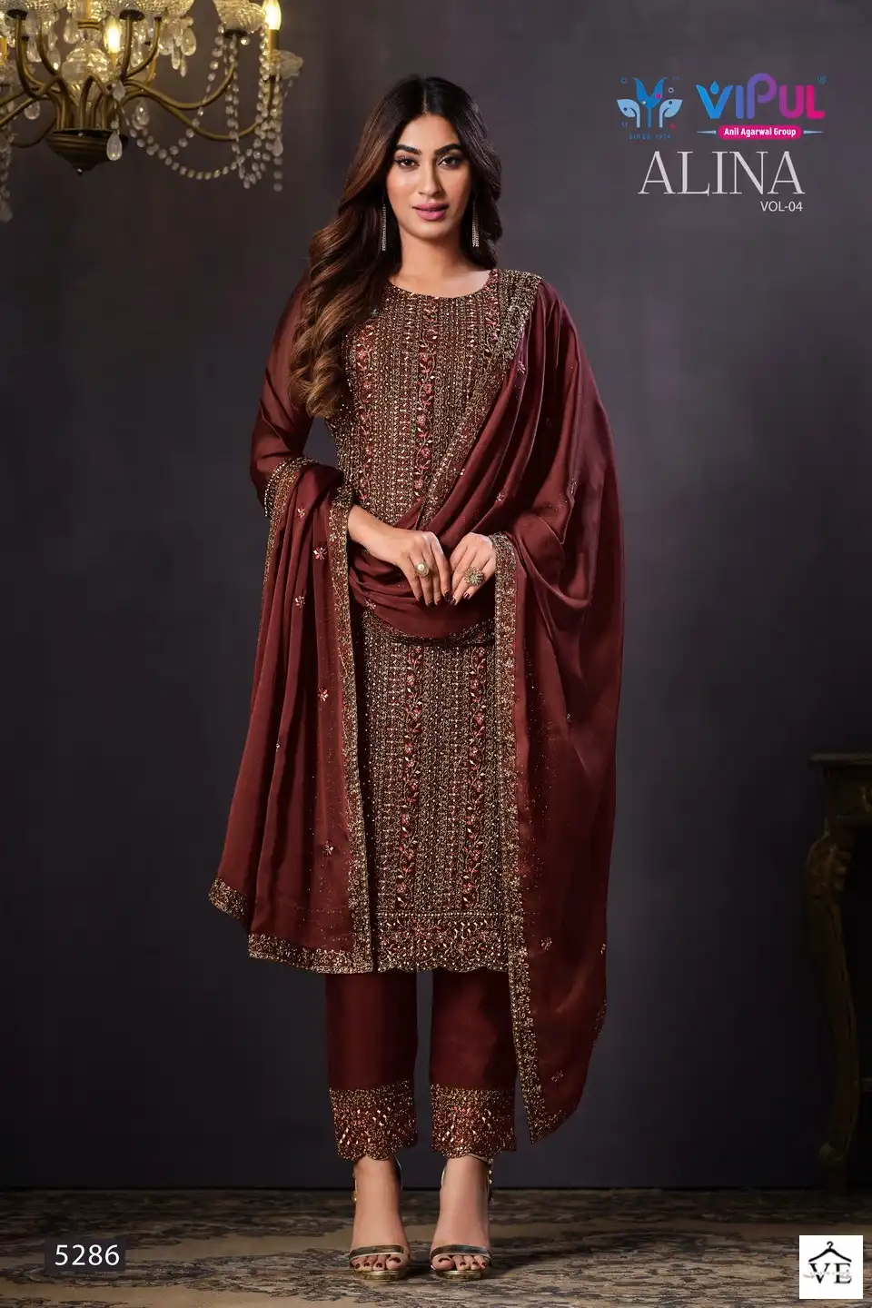 Vipul Alina Vol 4 Two Tone Catonic Geo Wholesale Designer Suits Catalog — Wholesale Salwar Suits, MPA wholesale from Surat - Gallery Image 2