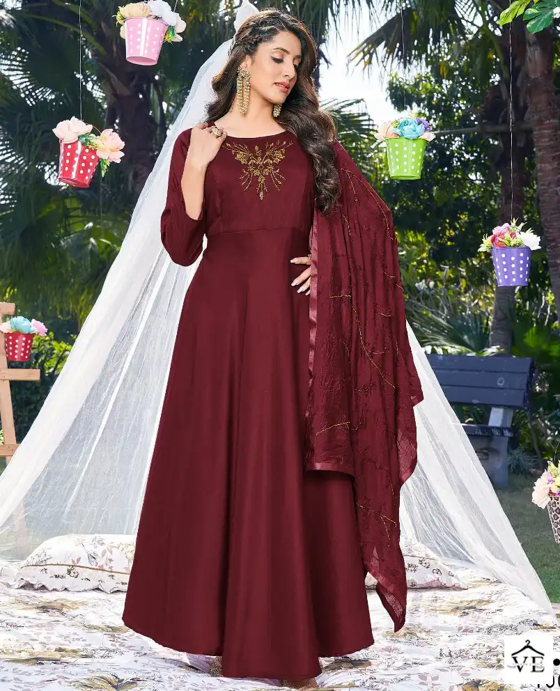 Wanna Annie Heavy Muslin Wholesale Gown With Dupatta Catalog — Wholesale Kurtis, MPA wholesale from Surat — view 1