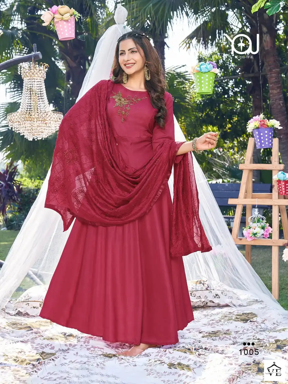 Wanna Annie Heavy Muslin Wholesale Gown With Dupatta Catalog — Wholesale Kurtis, MPA wholesale from Surat - Gallery Image 3