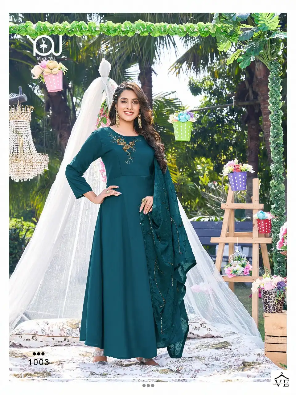 Wanna Annie Heavy Muslin Wholesale Gown With Dupatta Catalog — Wholesale Kurtis, MPA wholesale from Surat - Gallery Image 4