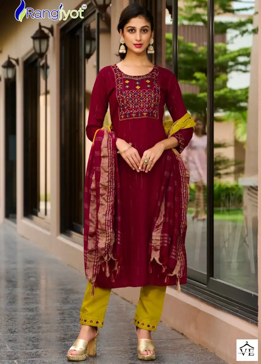 Rangjyot Anusha Vol 1 14 Kg Rayon Wholesale Readymade Salwar Suit Catalog — Wholesale Salwar Suits, MPA wholesale from Surat — view 1