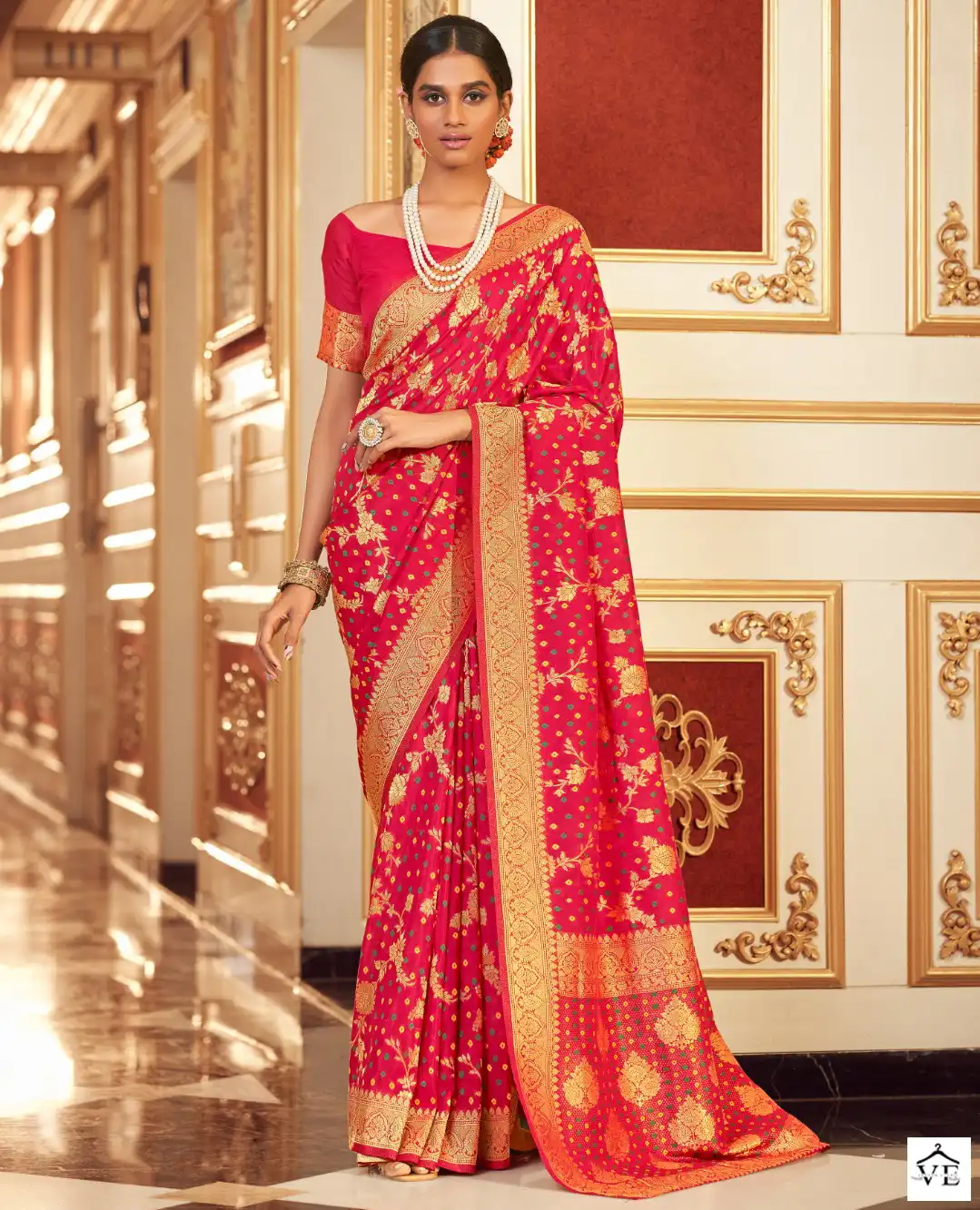 The Fabrica Bandhej Pure Chiffon Wholesale Saree Catalog — Wholesale Sarees, MPA wholesale from Surat — view 1