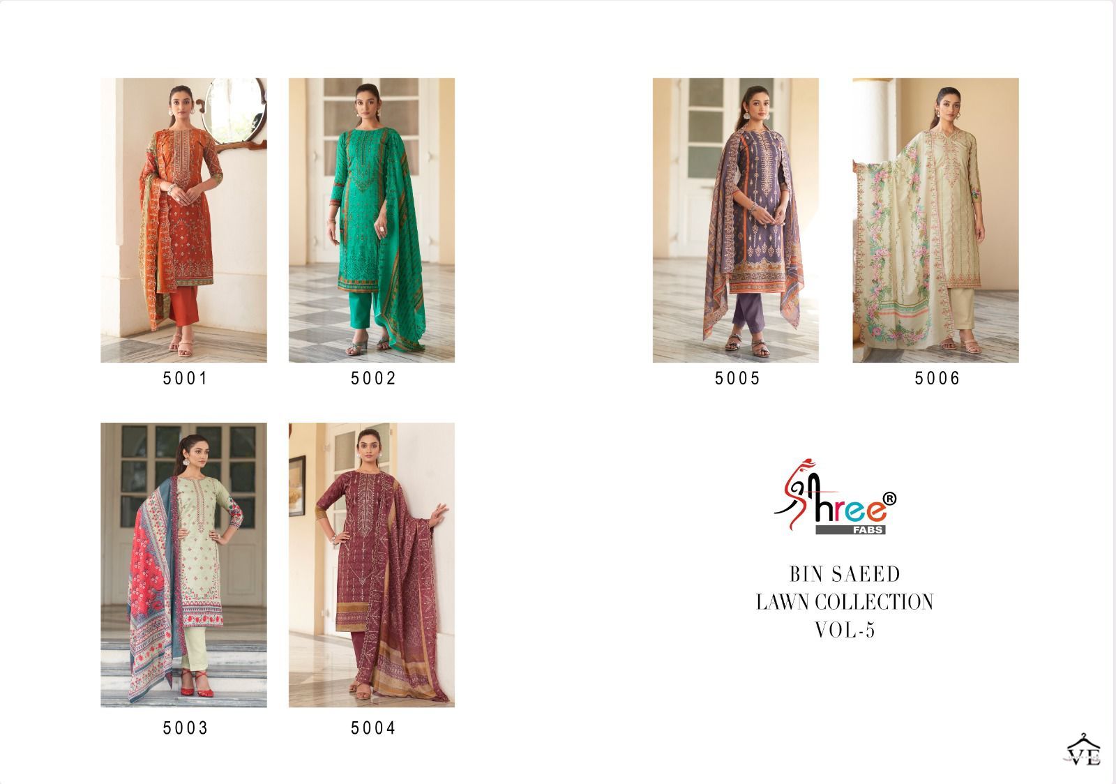 Shree Fabs Bin Saeed Lawn Collection Vol 5  Pure Lawn Wholesale Pakistani Salwar Suit Catalog — Wholesale Salwar Suits, MPA wholesale from Surat — view 7