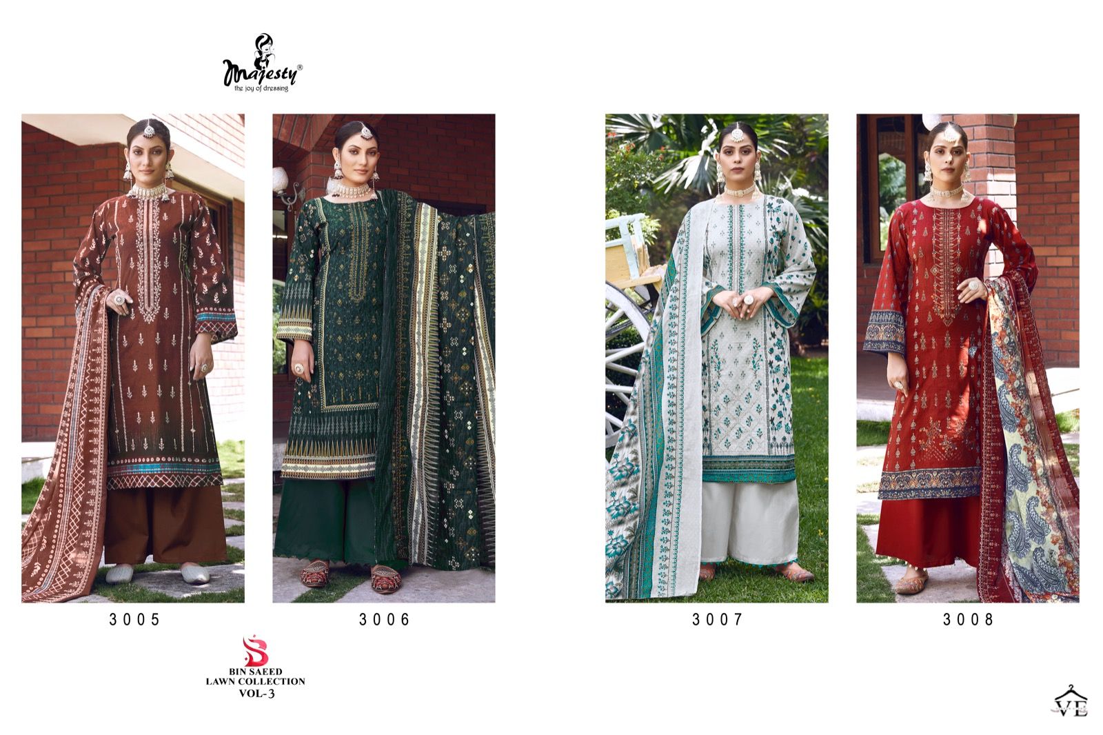 Majesty Bin Saeed Lawn Collection Vol 3 Cotton Wholesale Pakistani Salwar Suit Catalog — Wholesale Salwar Suits, MPA wholesale from Surat — view 5
