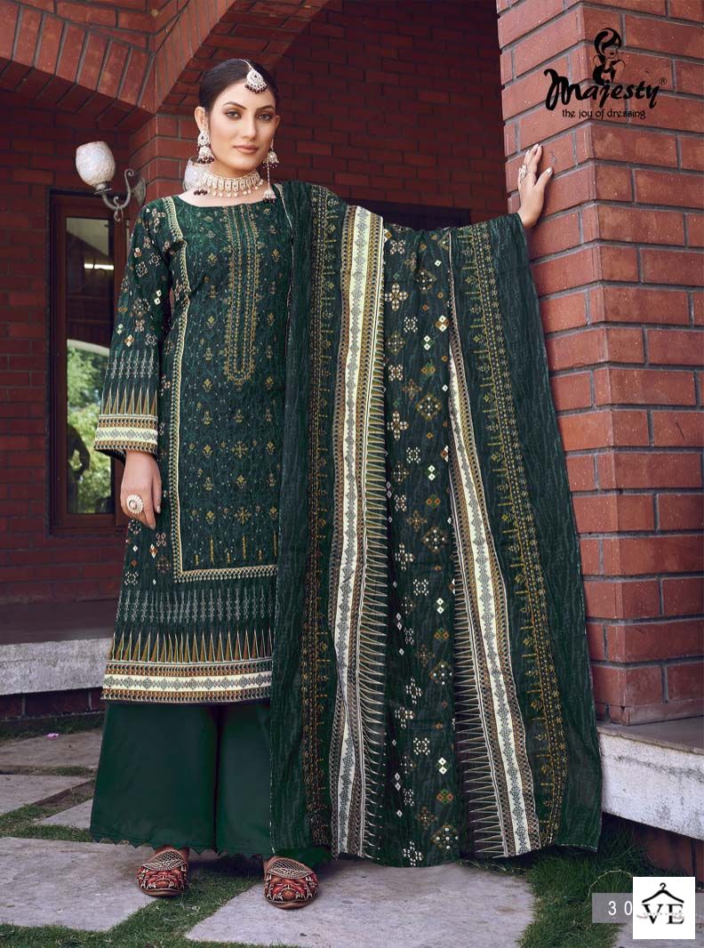 Majesty Bin Saeed Lawn Collection Vol 3 Cotton Wholesale Pakistani Salwar Suit Catalog — Wholesale Salwar Suits, MPA wholesale from Surat - Gallery Image 2