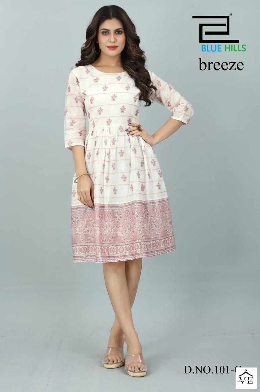 Blue Hills Breeze Cotton Wholesale Kurtis Catalog — Wholesale Kurtis, MPA wholesale from Surat - Gallery Image 4