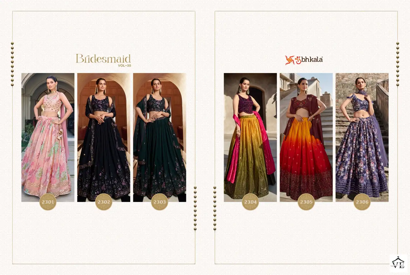 Shubhkala Bridesmaid Vol 30 Georgette Wholesale Semi Stitched Lehenga Choli Catalog — Wholesale Lehenga, MPA wholesale from Surat — view 15