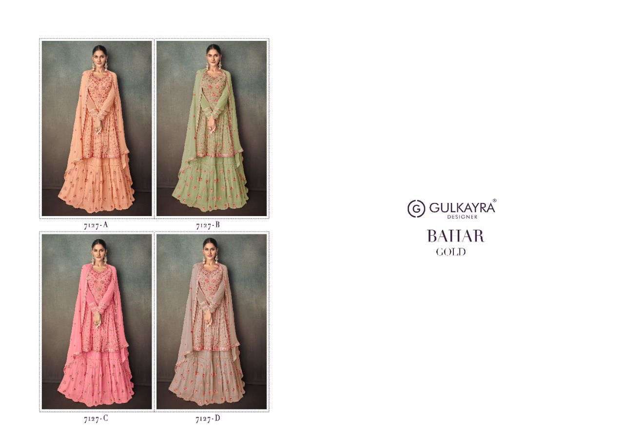 Gulkayra Bahar Gold Real Georgette Wholesale Ready Made Suits Catalog — Wholesale Salwar Suits, MPA wholesale from Surat — view 5