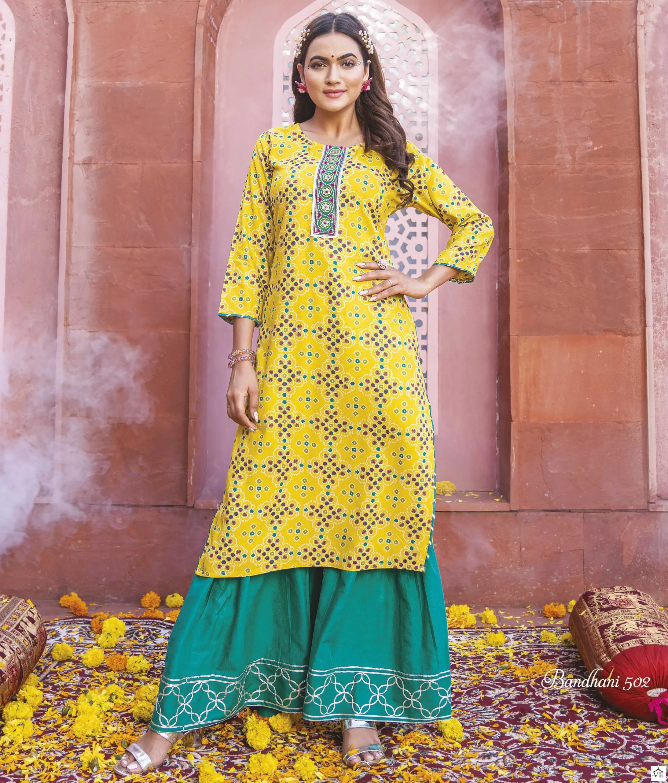Kiana Bandhani Vol 5 Heavy Rayon Wholesale Kurti With Pant Catalog — Wholesale Kurtis, MPA wholesale from Surat — view 1