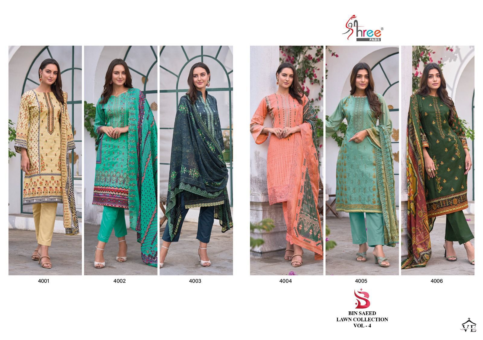 Shree Fabs Bin Saeed Lawn Collection Vol 4 Pure Lawn  Wholesale Pakistani Salwar Suit Catalog — Wholesale Salwar Suits, MPA wholesale from Surat — view 7