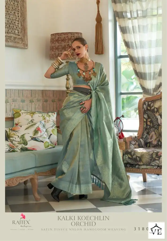 Rajtex Kalki Koechlin - Orchid Satin Tissue Nylon Wholesale Saree Catalog — Wholesale Sarees, MPA wholesale from Surat - Gallery Image 2
