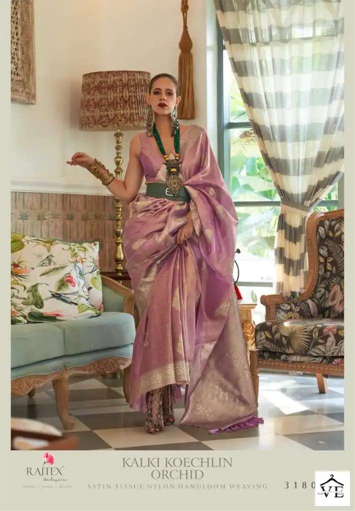 Rajtex Kalki Koechlin - Orchid Satin Tissue Nylon Wholesale Saree Catalog — Wholesale Sarees, MPA wholesale from Surat - Gallery Image 3