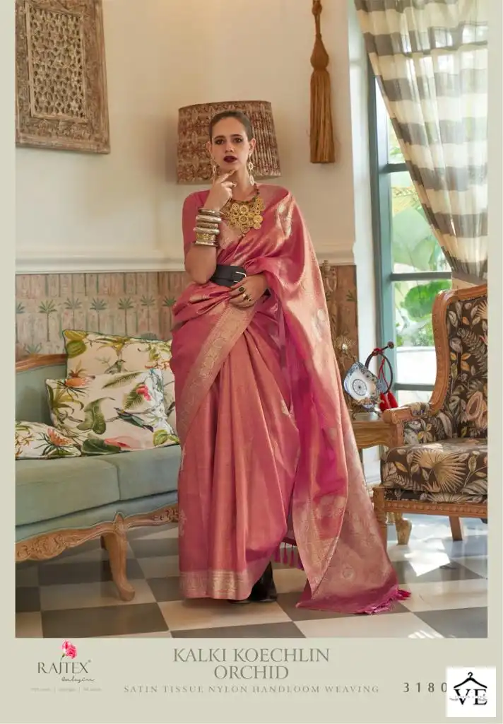 Rajtex Kalki Koechlin - Orchid Satin Tissue Nylon Wholesale Saree Catalog — Wholesale Sarees, MPA wholesale from Surat - Gallery Image 4