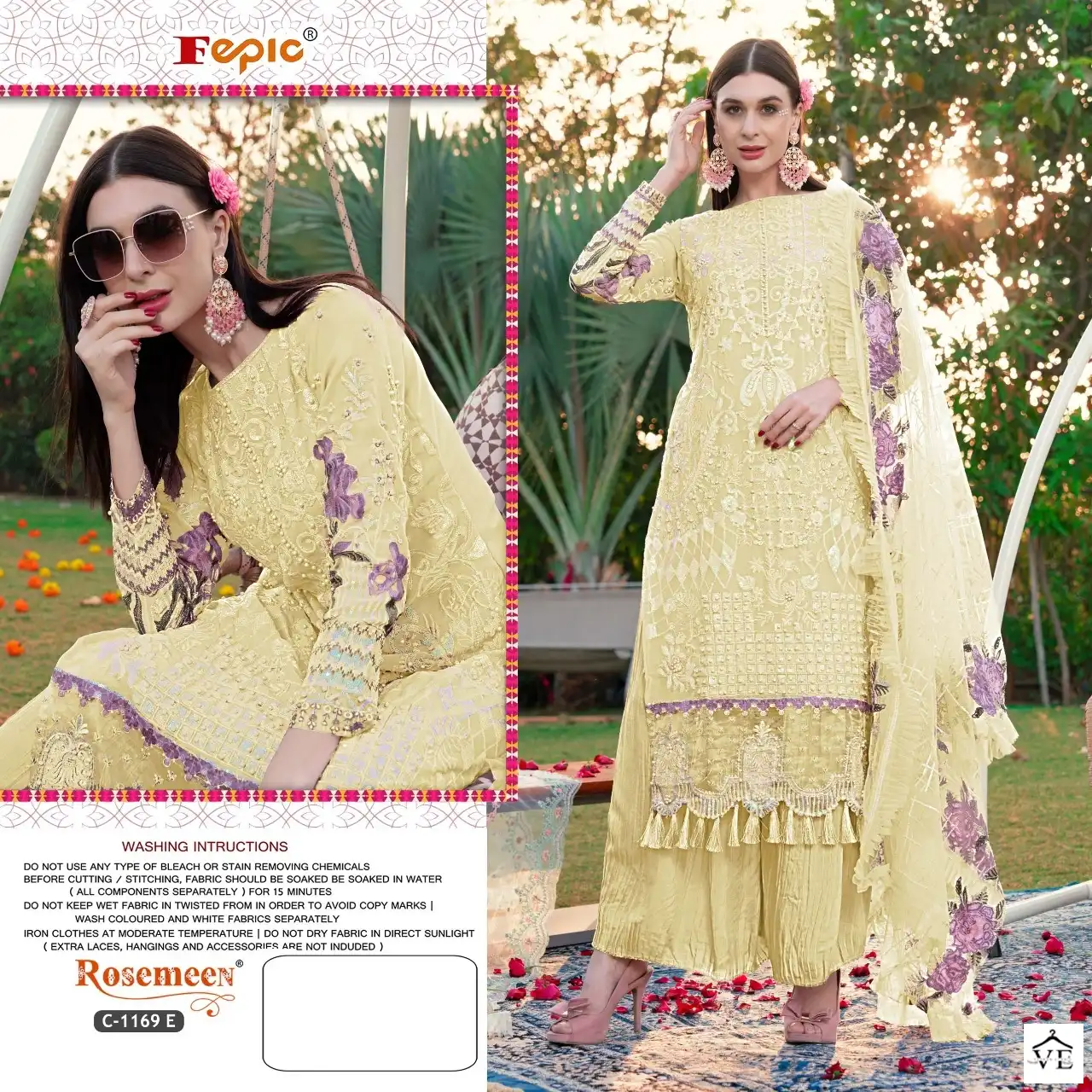 Fepic C-1169 Heavy Georgette Wholesale Pakistani Salwar Kameez Catalog — Wholesale Salwar Suits, MPA wholesale from Surat - Gallery Image 2