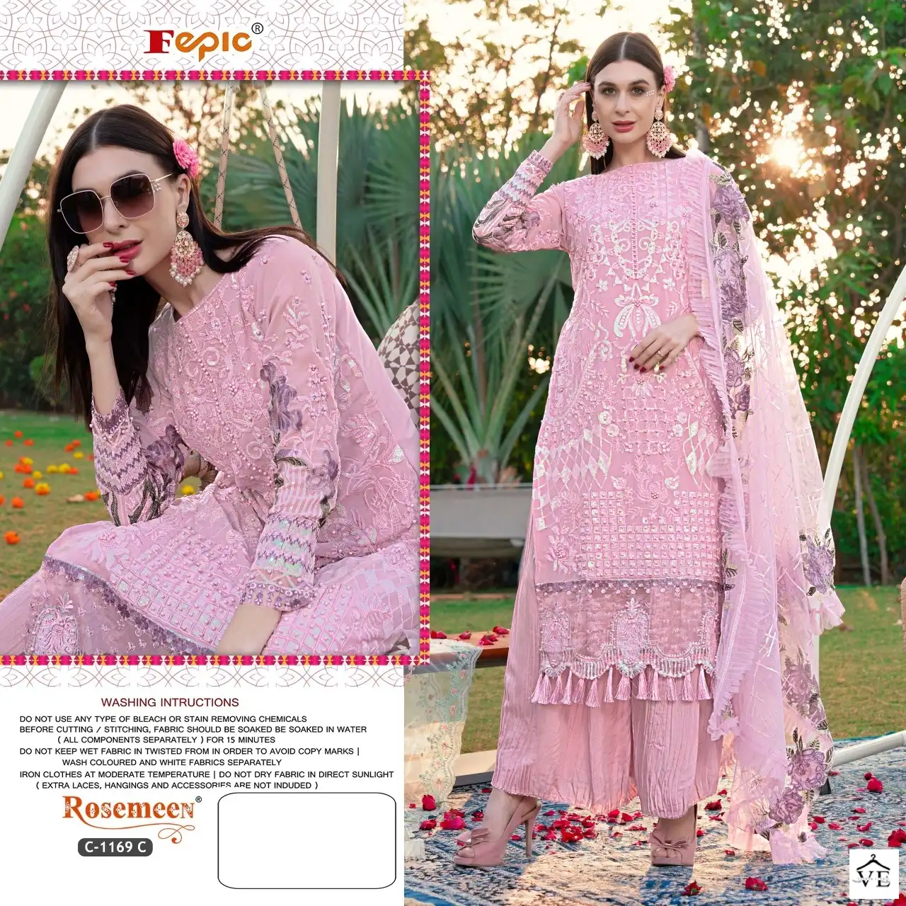Fepic C-1169 Heavy Georgette Wholesale Pakistani Salwar Kameez Catalog — Wholesale Salwar Suits, MPA wholesale from Surat - Gallery Image 3