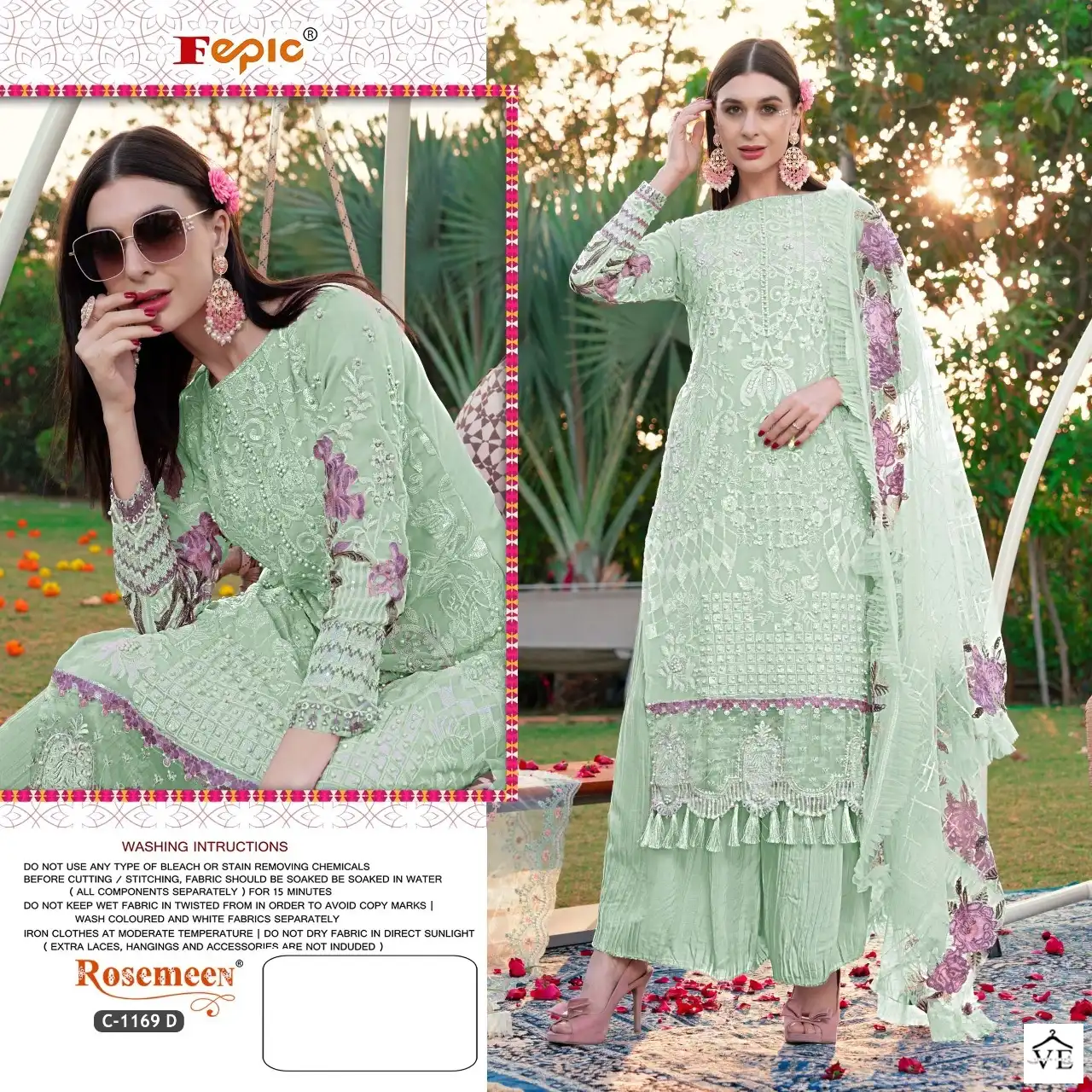 Fepic C-1169 Heavy Georgette Wholesale Pakistani Salwar Kameez Catalog — Wholesale Salwar Suits, MPA wholesale from Surat - Gallery Image 4