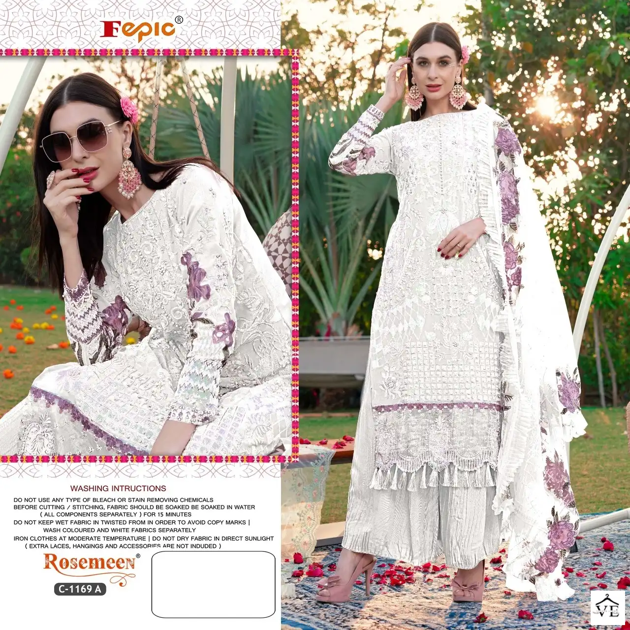 Fepic C-1169 Heavy Georgette Wholesale Pakistani Salwar Kameez Catalog — Wholesale Salwar Suits, MPA wholesale from Surat - Gallery Image 5