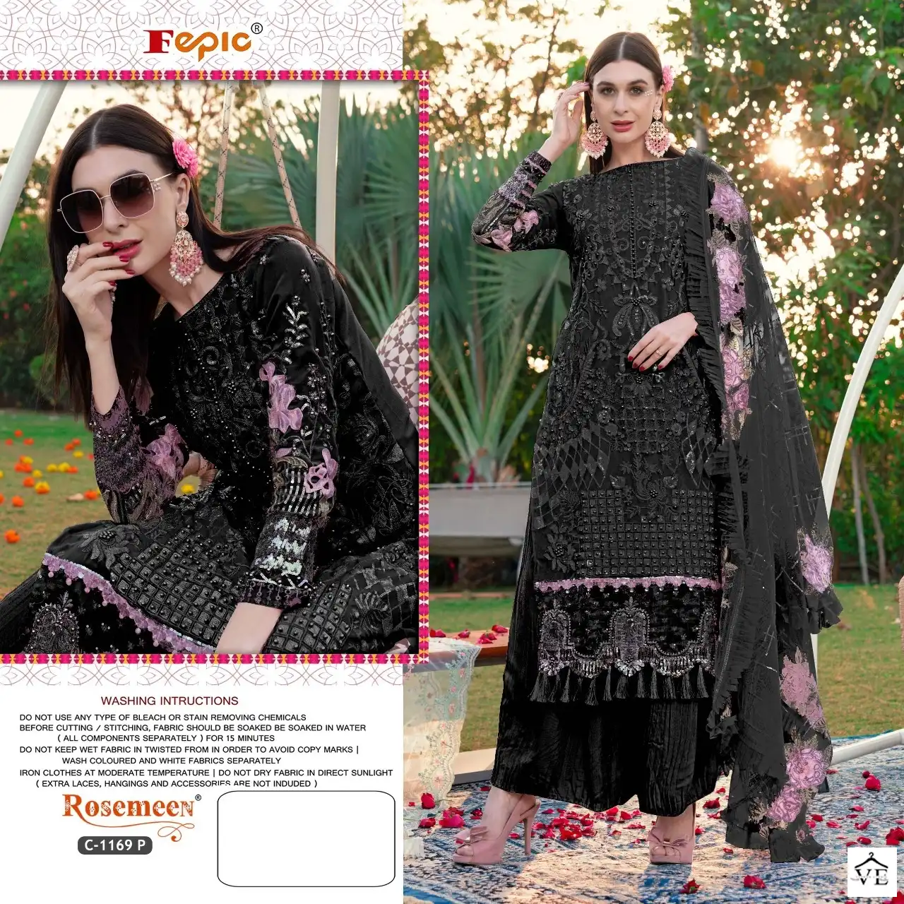 Fepic C-1169 Heavy Georgette Wholesale Pakistani Salwar Kameez Catalog — Wholesale Salwar Suits, MPA wholesale from Surat - Gallery Image 6