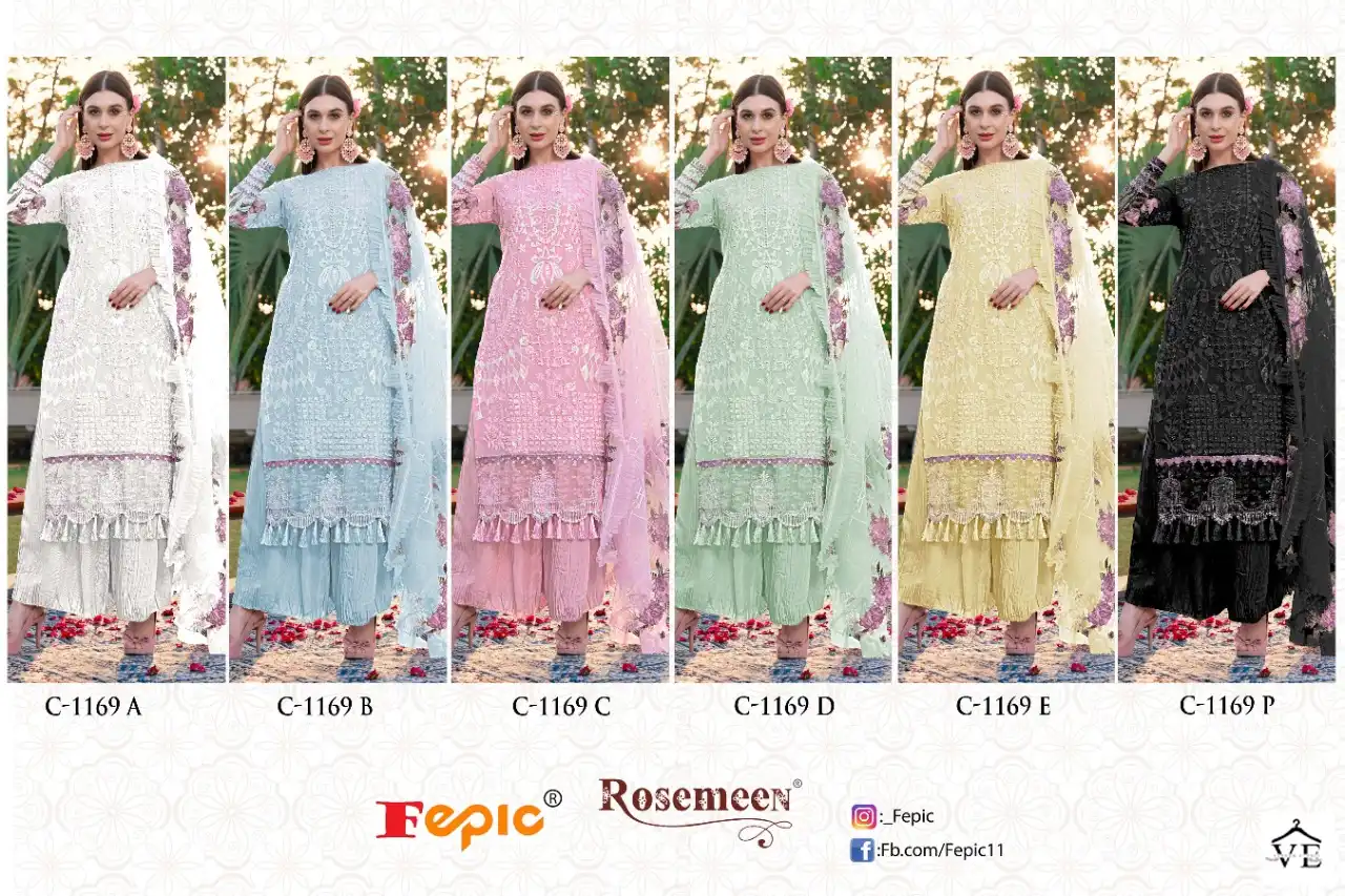 Fepic C-1169 Heavy Georgette Wholesale Pakistani Salwar Kameez Catalog — Wholesale Salwar Suits, MPA wholesale from Surat — view 7
