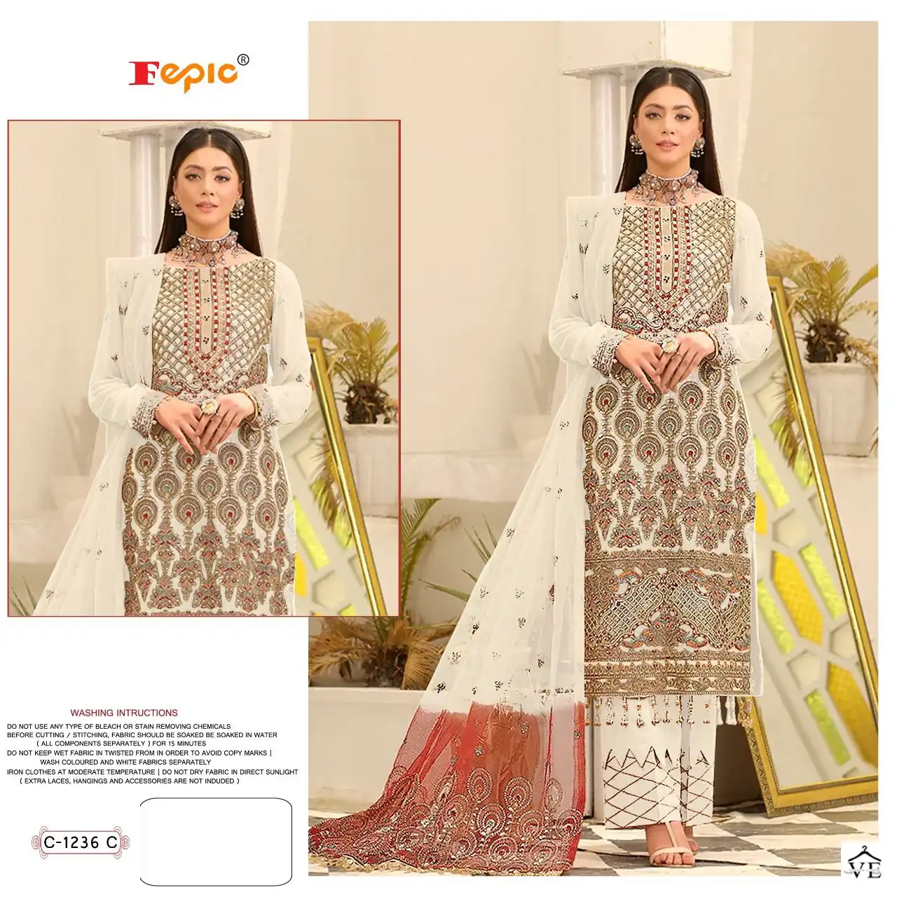 Fepic C-1236 Georgette Wholesale Designer Pakistani Suit Catalog — Wholesale Salwar Suits, MPA wholesale from Surat - Gallery Image 2