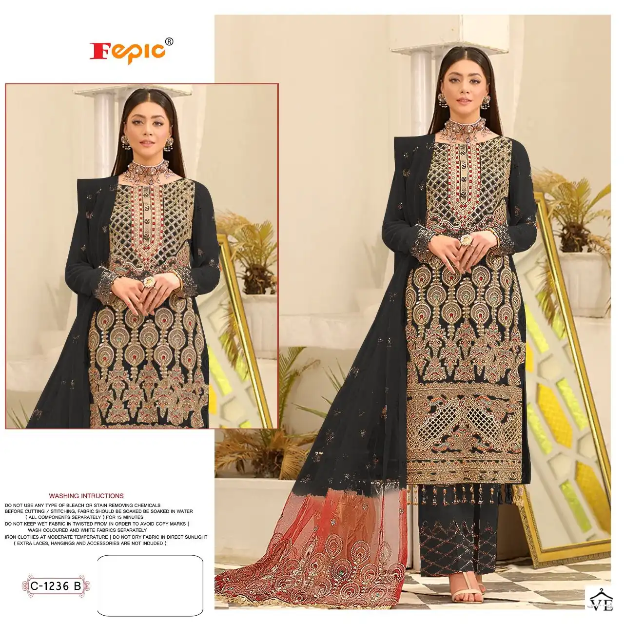 Fepic C-1236 Georgette Wholesale Designer Pakistani Suit Catalog — Wholesale Salwar Suits, MPA wholesale from Surat - Gallery Image 3