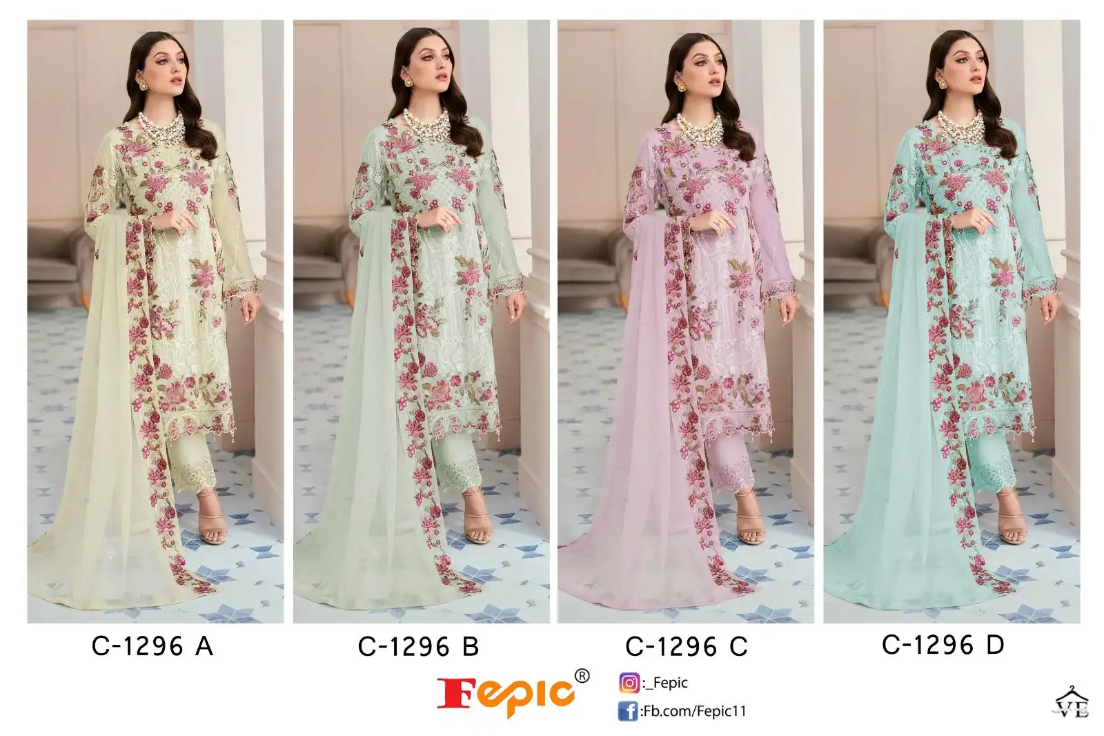 Fepic C-1296 Georgette Wholesale Designer Pakistani Suit Catalog — Wholesale Salwar Suits, MPA wholesale from Surat — view 5