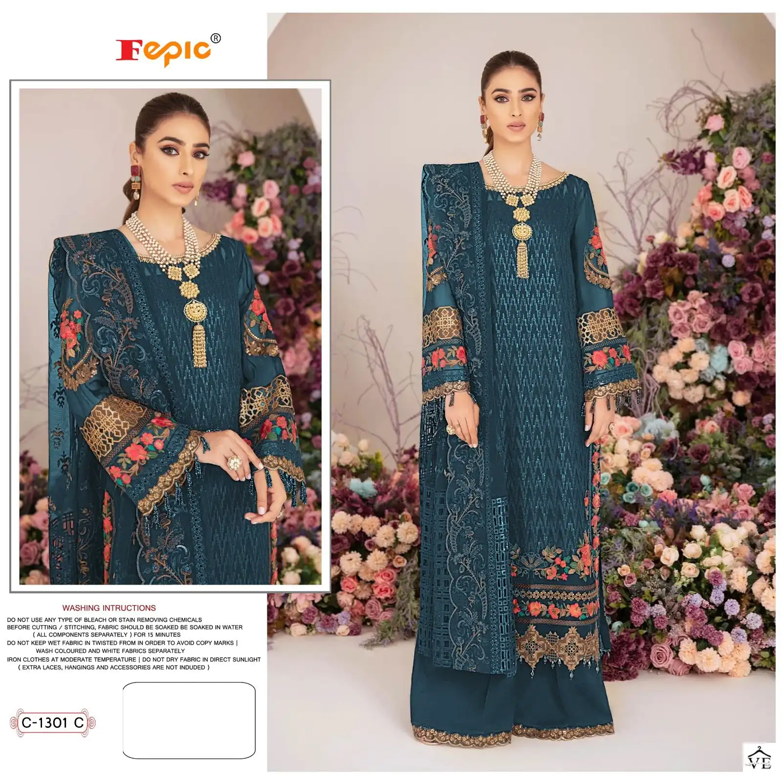 Fepic C-1301 Georgette Wholesale Pakstani Suit Catalog — Wholesale Salwar Suits, MPA wholesale from Surat - Gallery Image 4