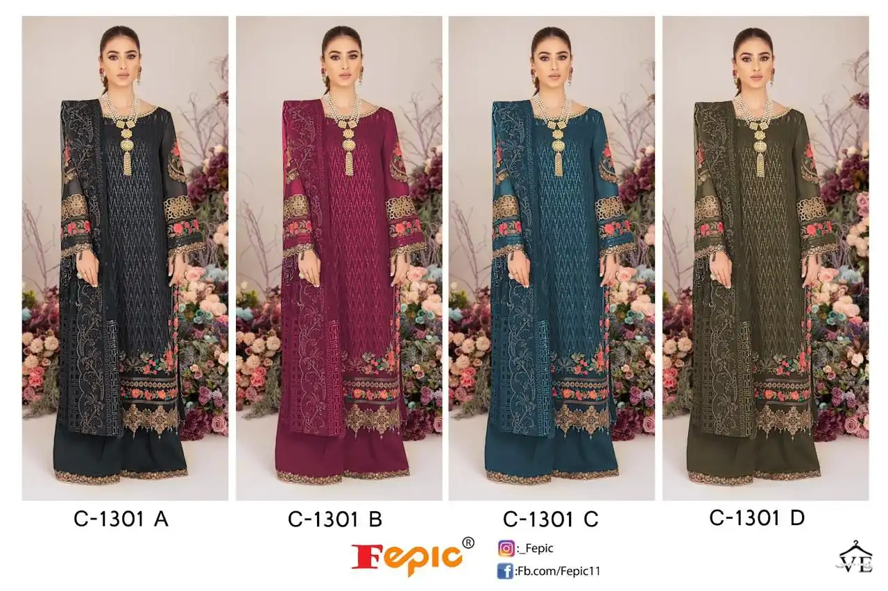 Fepic C-1301 Georgette Wholesale Pakstani Suit Catalog — Wholesale Salwar Suits, MPA wholesale from Surat — view 5
