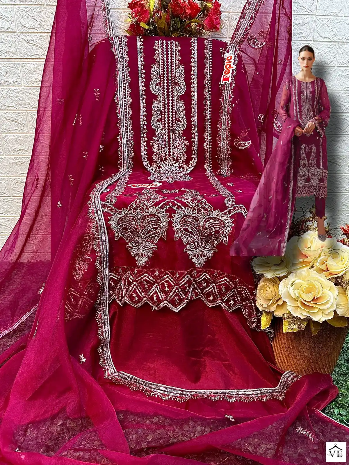Fepic C-1307 Organza Wholesale Pakistani Suit — Wholesale Salwar Suits, MPA wholesale from Surat — view 2