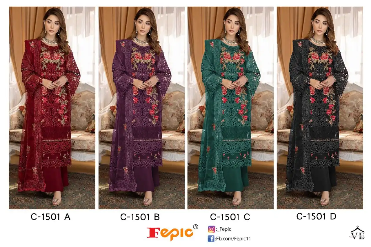Fepic C-1501 Organza Wholesale Pakistani Suit Catalog — Wholesale Salwar Suits, MPA wholesale from Surat — view 5