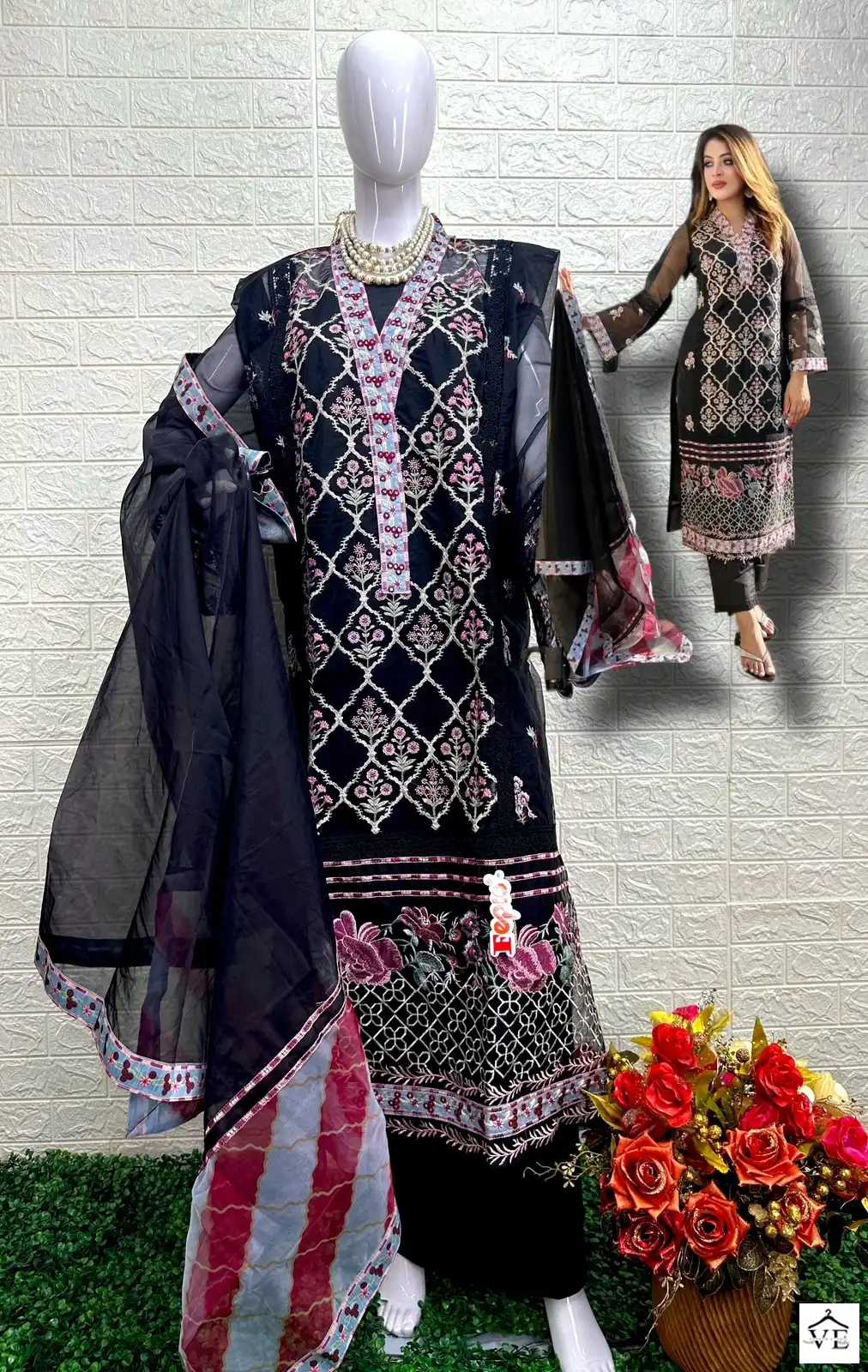Fepic C-1520 Organza Wholesale Designer Pakistani Suit — Wholesale Salwar Suits, MPA wholesale from Surat - Gallery Image 2