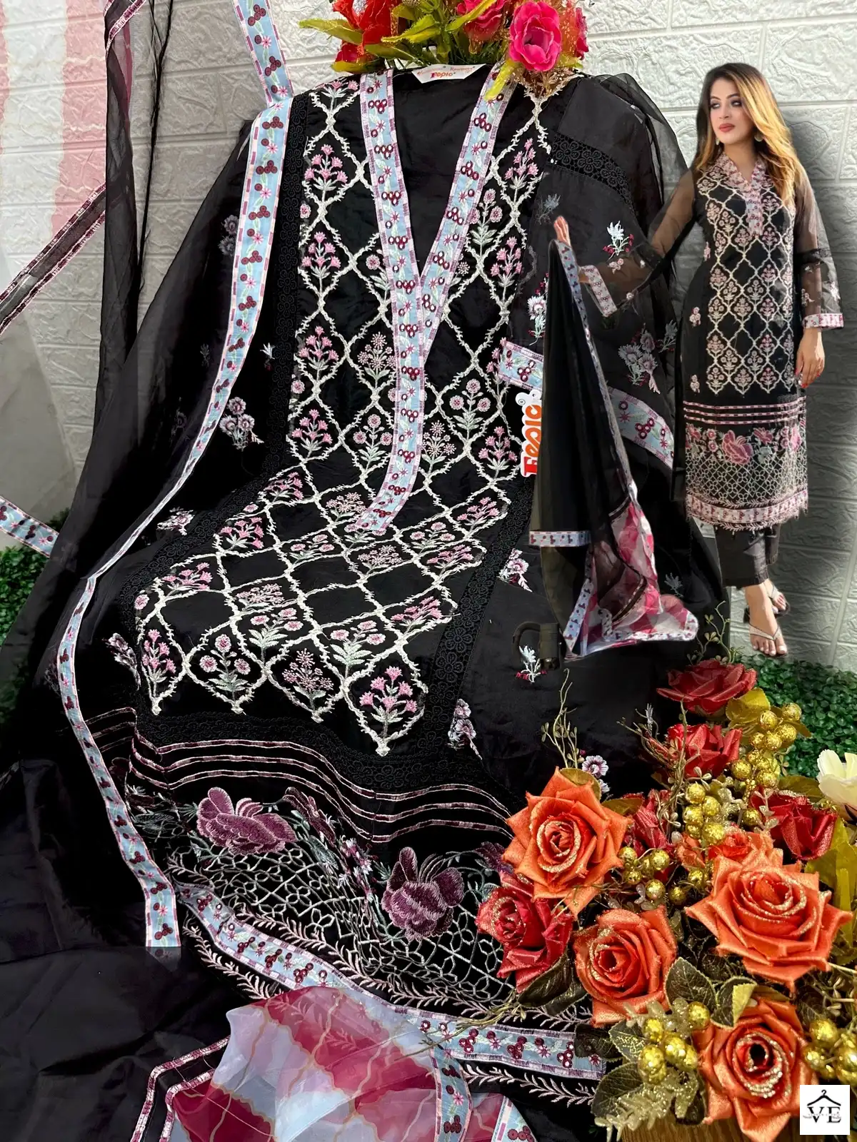 Fepic C-1520 Organza Wholesale Designer Pakistani Suit — Wholesale Salwar Suits, MPA wholesale from Surat — view 3