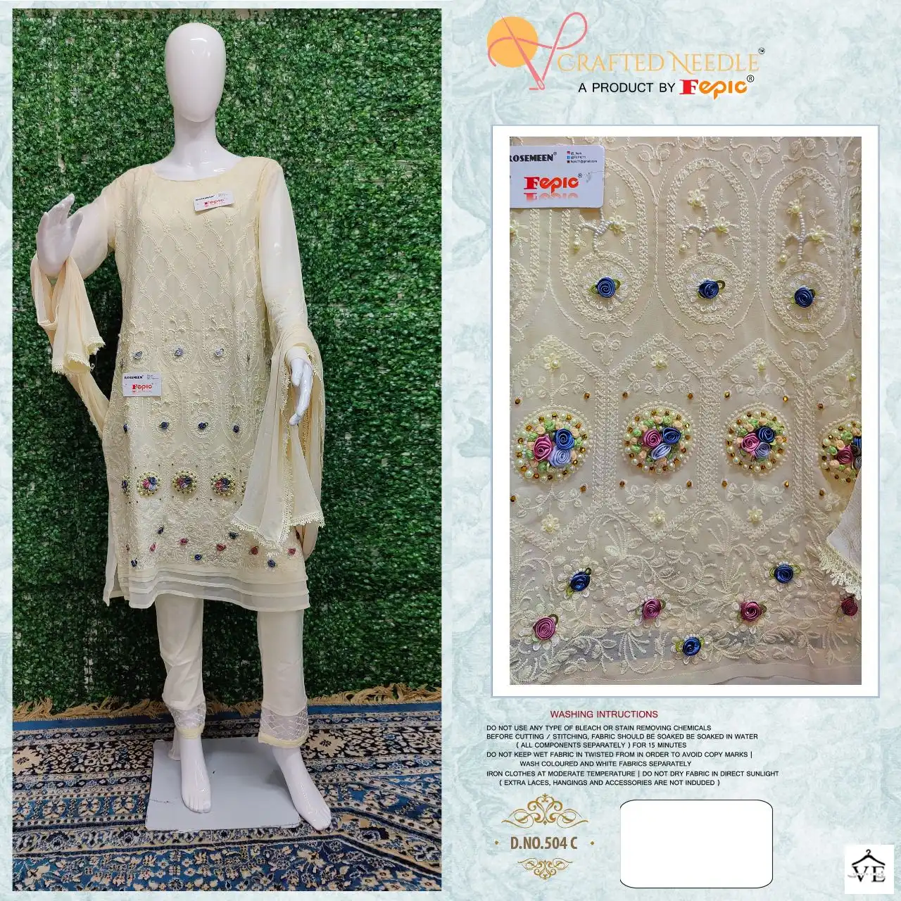 Fepic CN-504 Faux Georgette Wholesale Readymade Suits Catalog — Wholesale Salwar Suits, MPA wholesale from Surat - Gallery Image 3