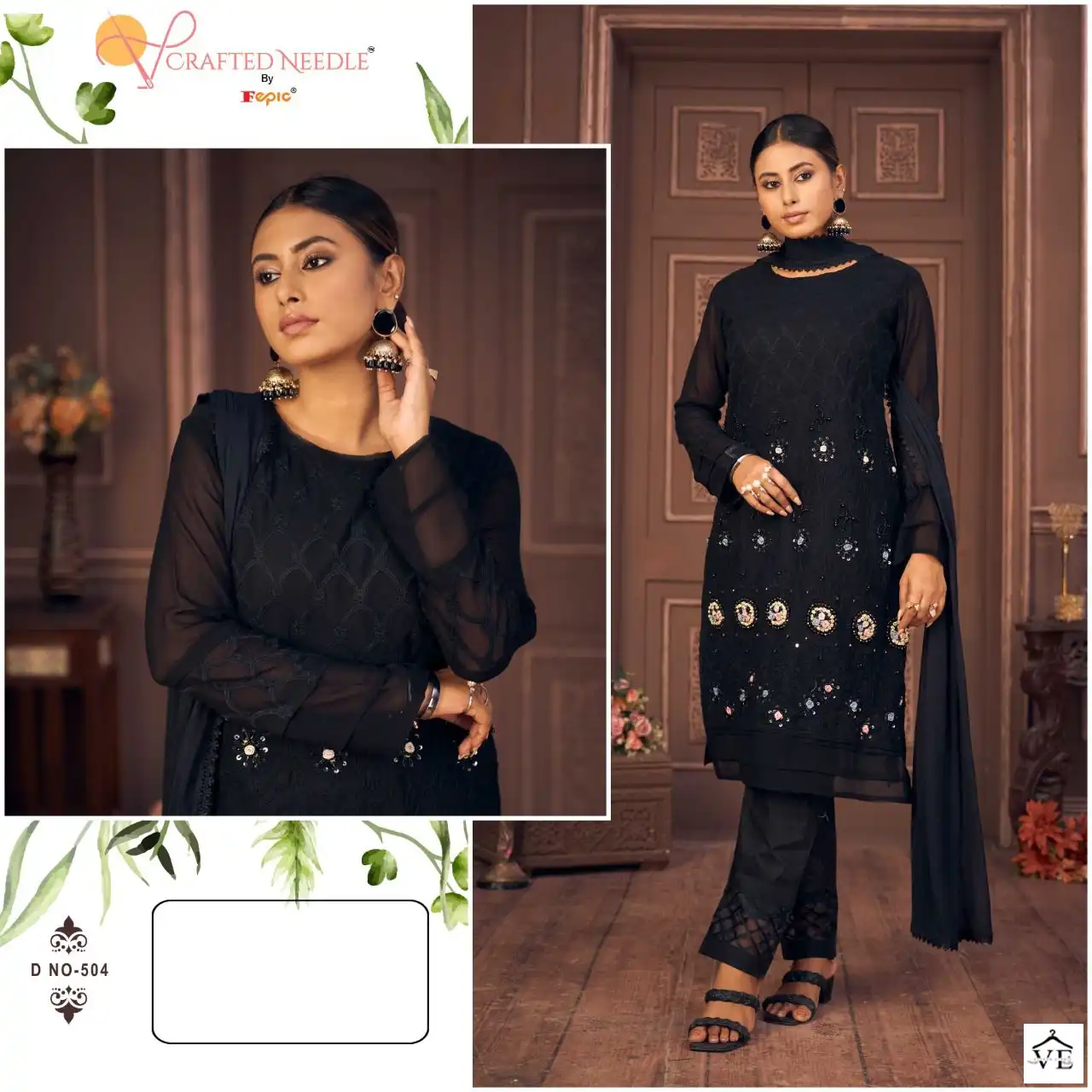Fepic CN-504 Faux Georgette Wholesale Readymade Suits Catalog — Wholesale Salwar Suits, MPA wholesale from Surat - Gallery Image 2