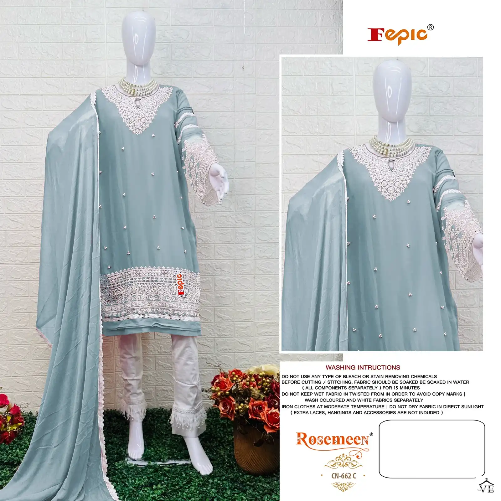 Fepic CN-662 Georgette Wholesale Readymade Pakistani Suits Catalog — Wholesale Salwar Suits, MPA wholesale from Surat - Gallery Image 2