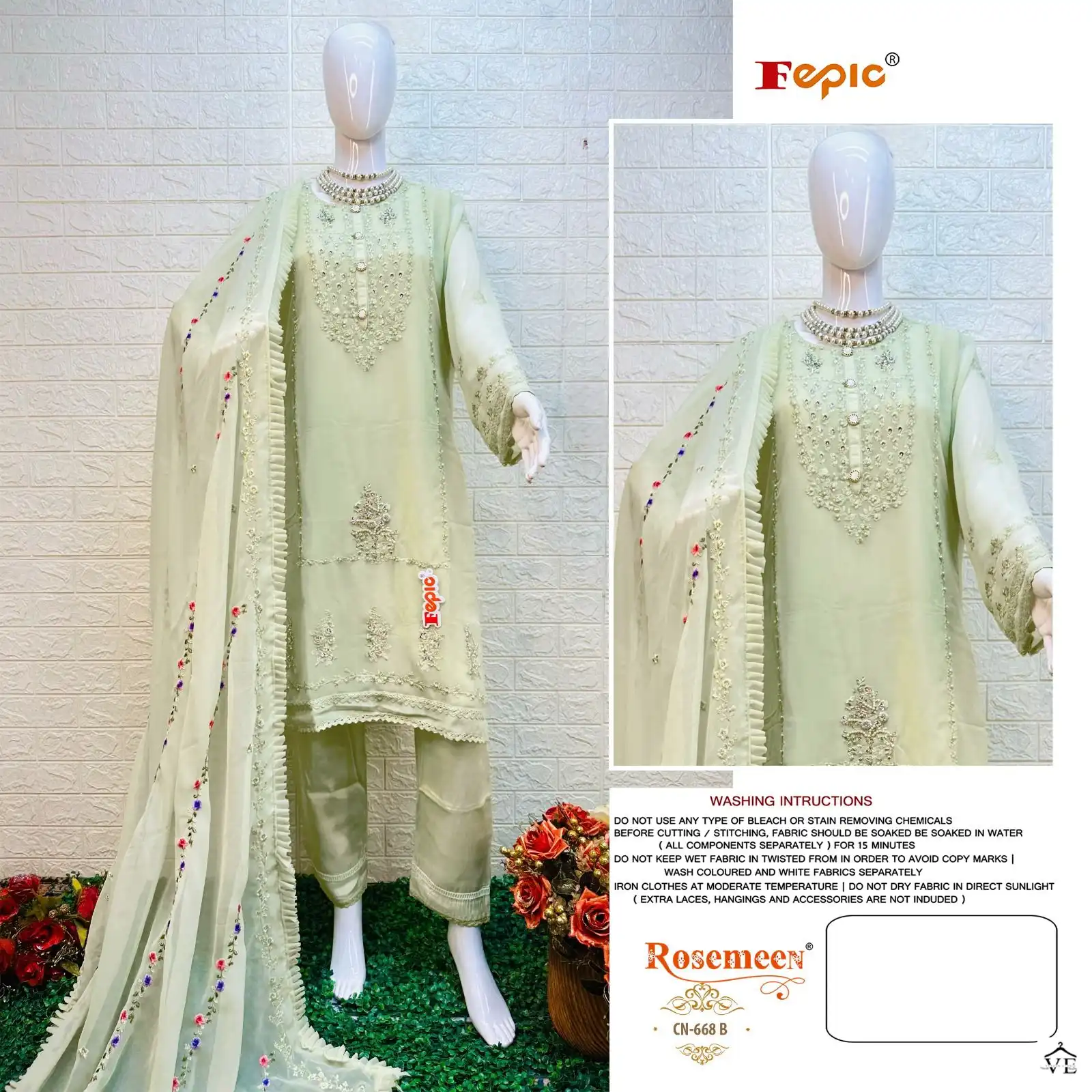 Fepic CN-668 Georgette Wholesale Readymade Pakistani Suits Catalog — Wholesale Salwar Suits, MPA wholesale from Surat - Gallery Image 4